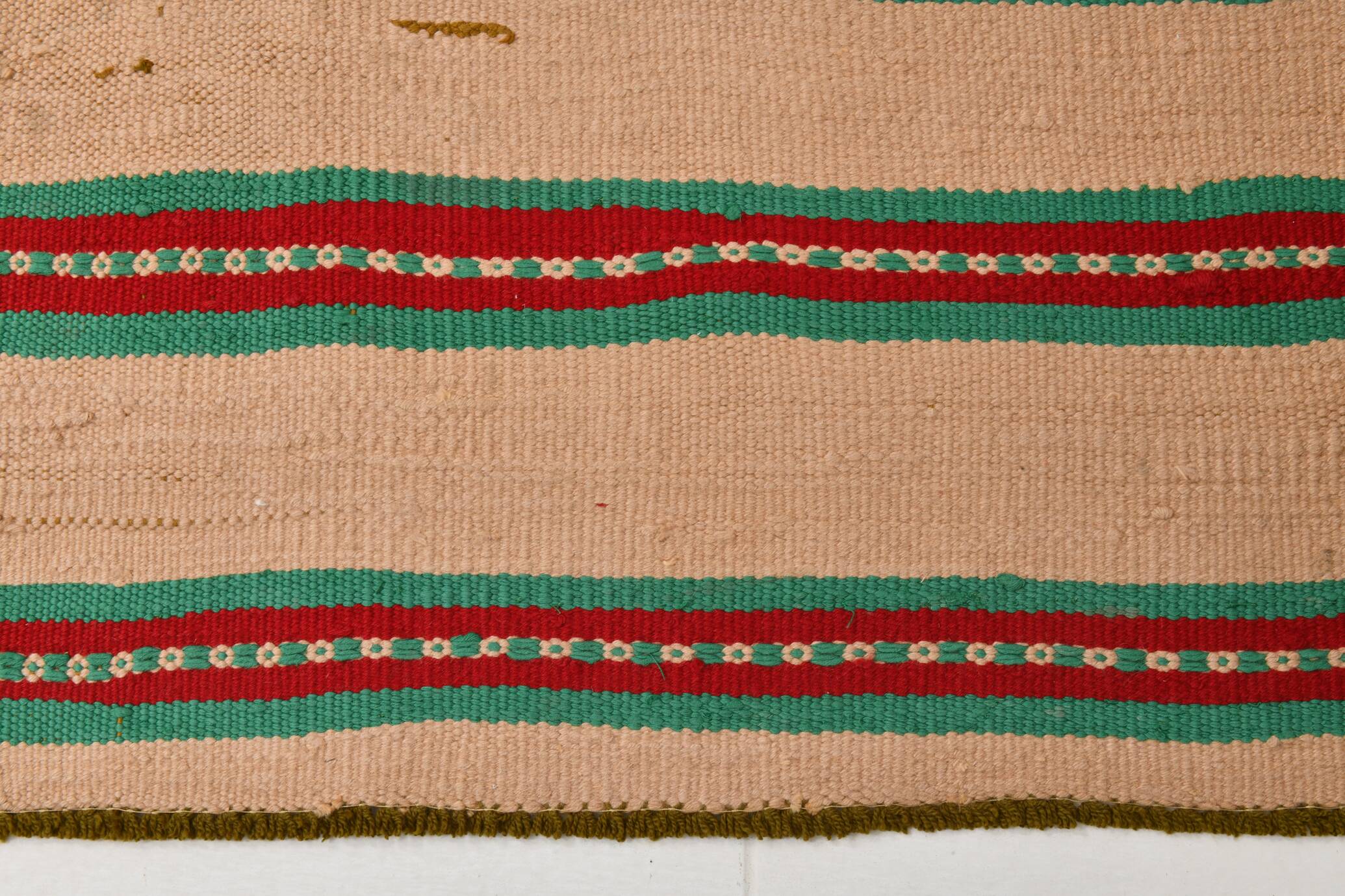 2x10 Red & Green Kilim Runner Rug, 79x323Cm