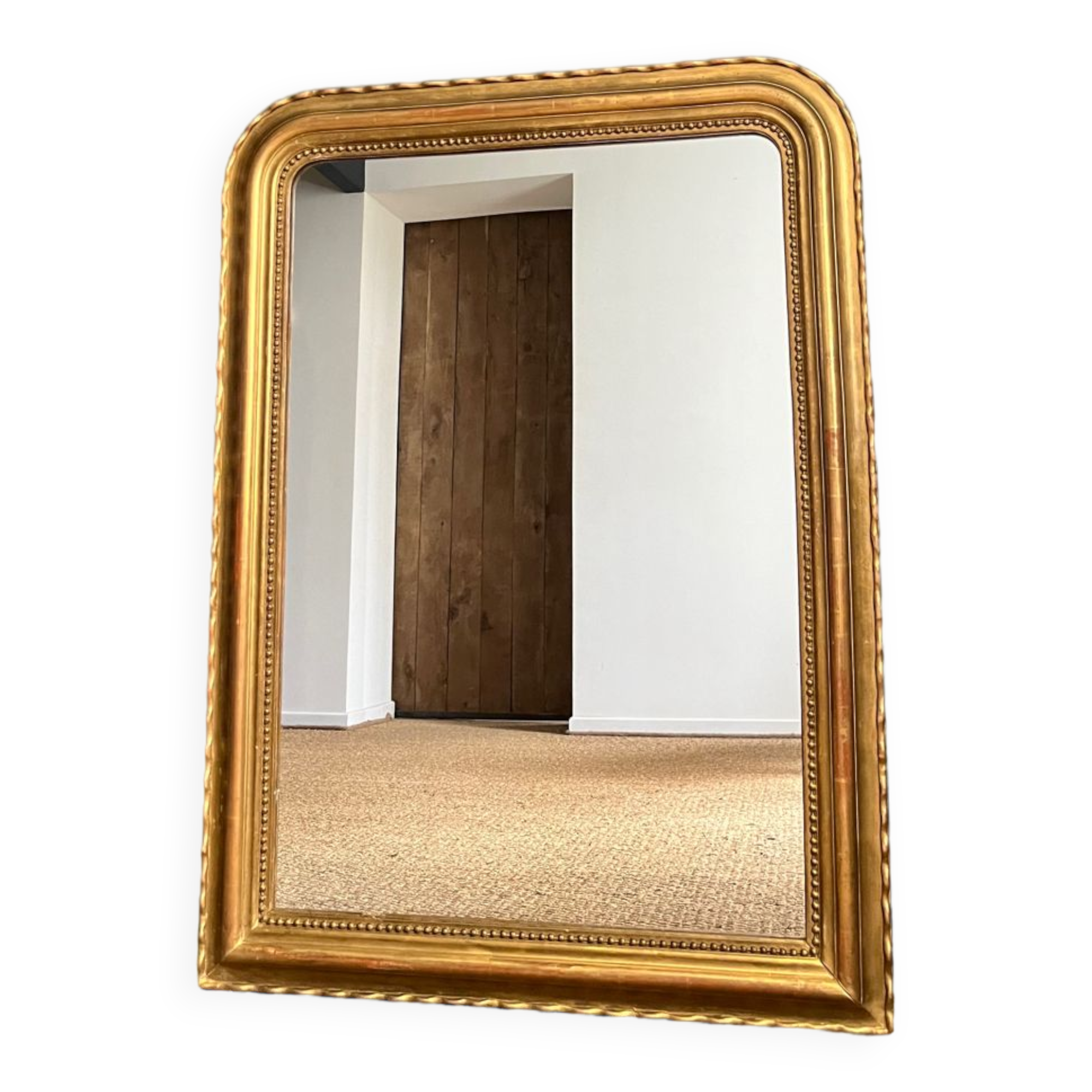 Old mirror 114cm/84cm Louis-Philippe beaded