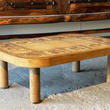 Table basse Roger Capron à décor d'oiseaux 1960