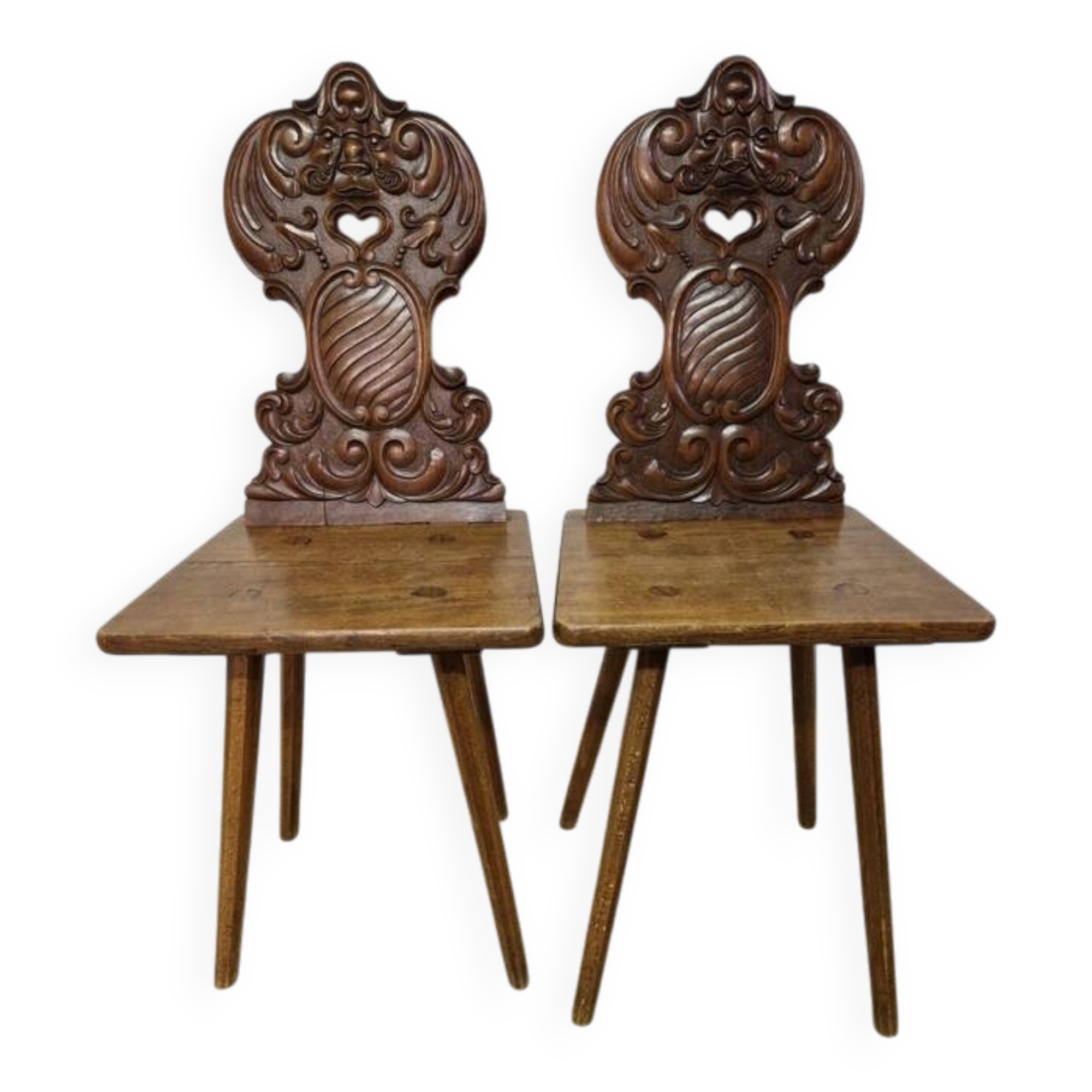 Old pair of Alsatian chairs - 19th century