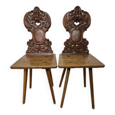 Paire de chaises alsaciennes, XIXème siècle