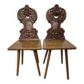 Old pair of Alsatian chairs - 19th century