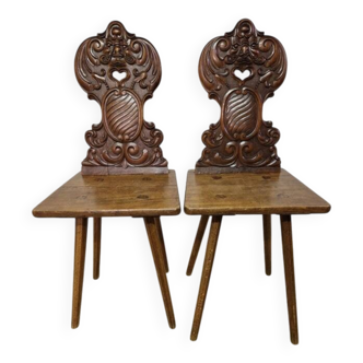 Old pair of Alsatian chairs - 19th century