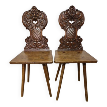 Old pair of Alsatian chairs - 19th century