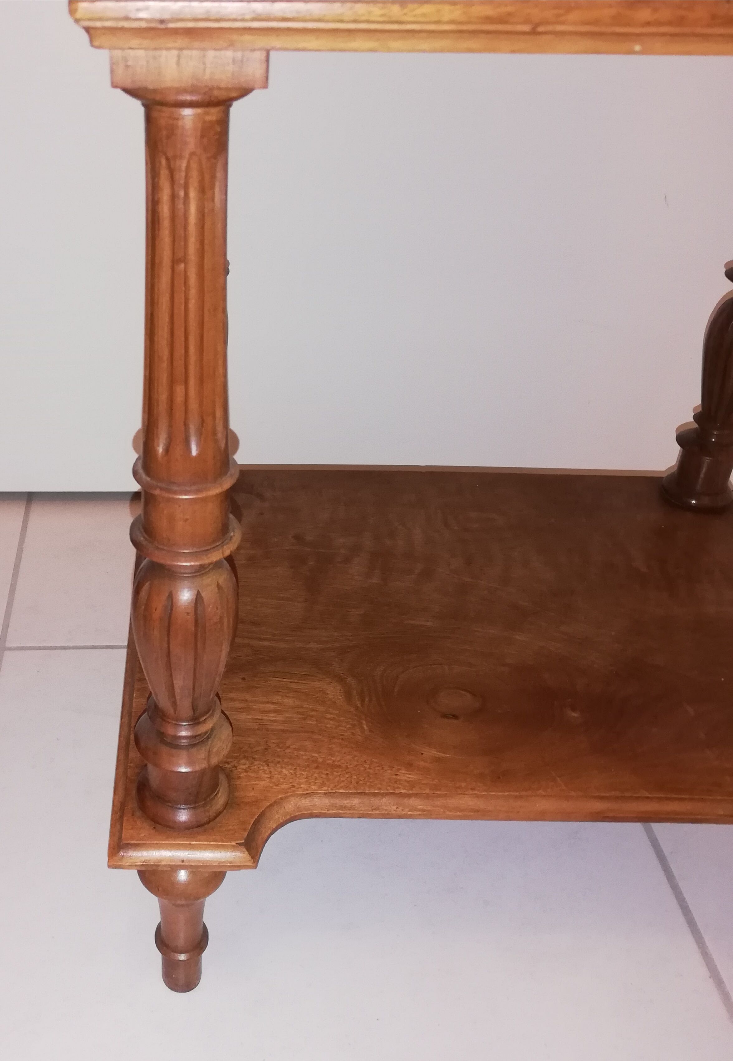 Louis XVI style bedside with marble top and carved door