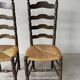 Chaise style campagnard bois massif et paille 1950