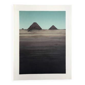 Original lithograph by Alain Le Foll, Khufu, Kephren, Mykerin, 1978