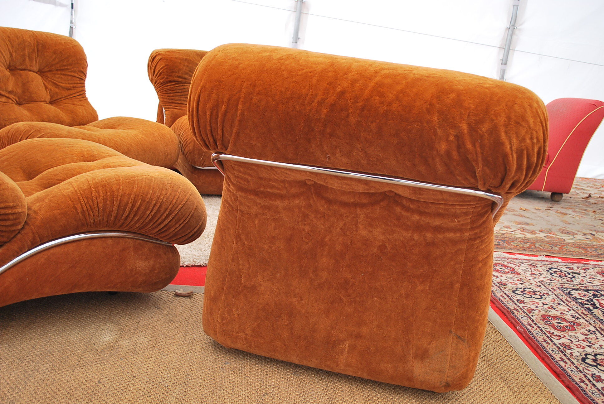 4 vintage armchairs and vintage pouf