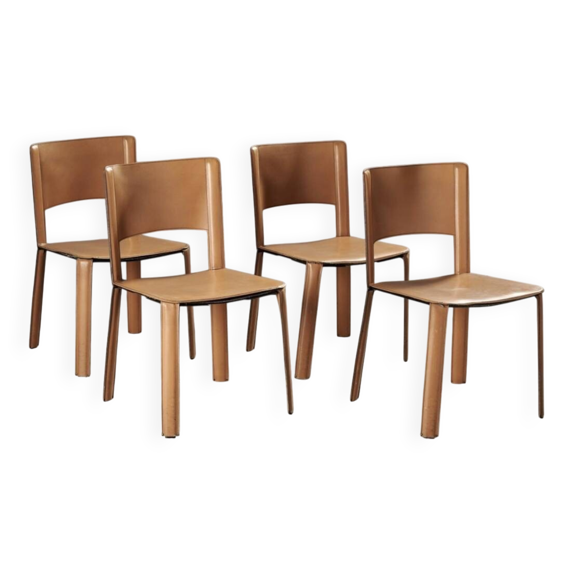 4 chaises en cuir CIDUE, vers 1980