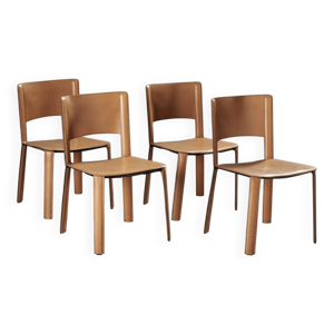 4 chaises en cuir CIDUE, - vers