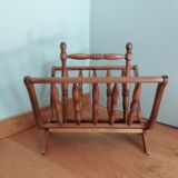 Turned wooden magazine holder