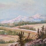 Vintage original landscape oil painting: Countryside nature wall art