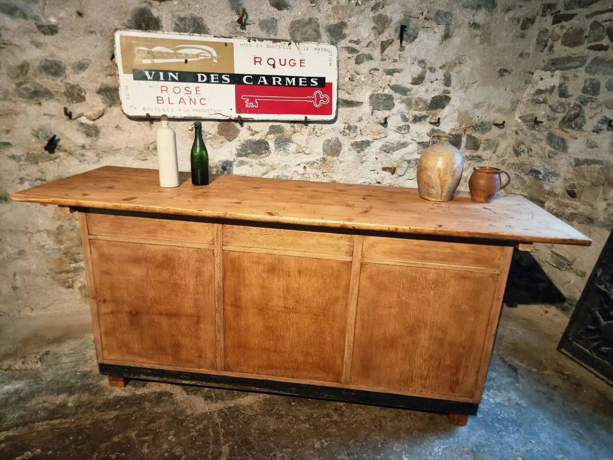 Vintage French Oak and Pine Counter – 1930s Shop Counter or Kitchen Island