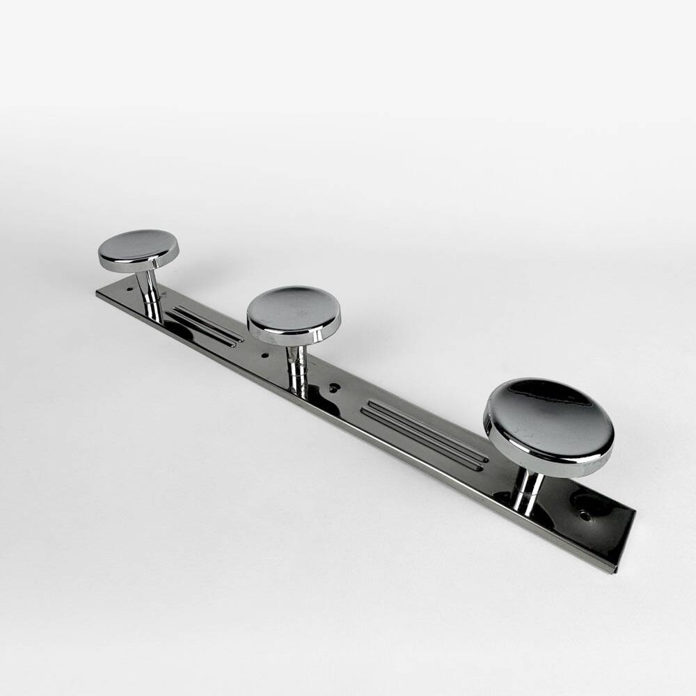 3-headed chrome-plated metal coat hook from the 70s