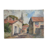 Peinture huile paysage ancien