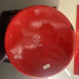 Red enamelled sheet metal kettle