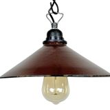 Industrial Dark Red Enamel Factory Pendant Lamp, 1960s