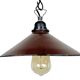 Industrial Dark Red Enamel Factory Pendant Lamp, 1960s
