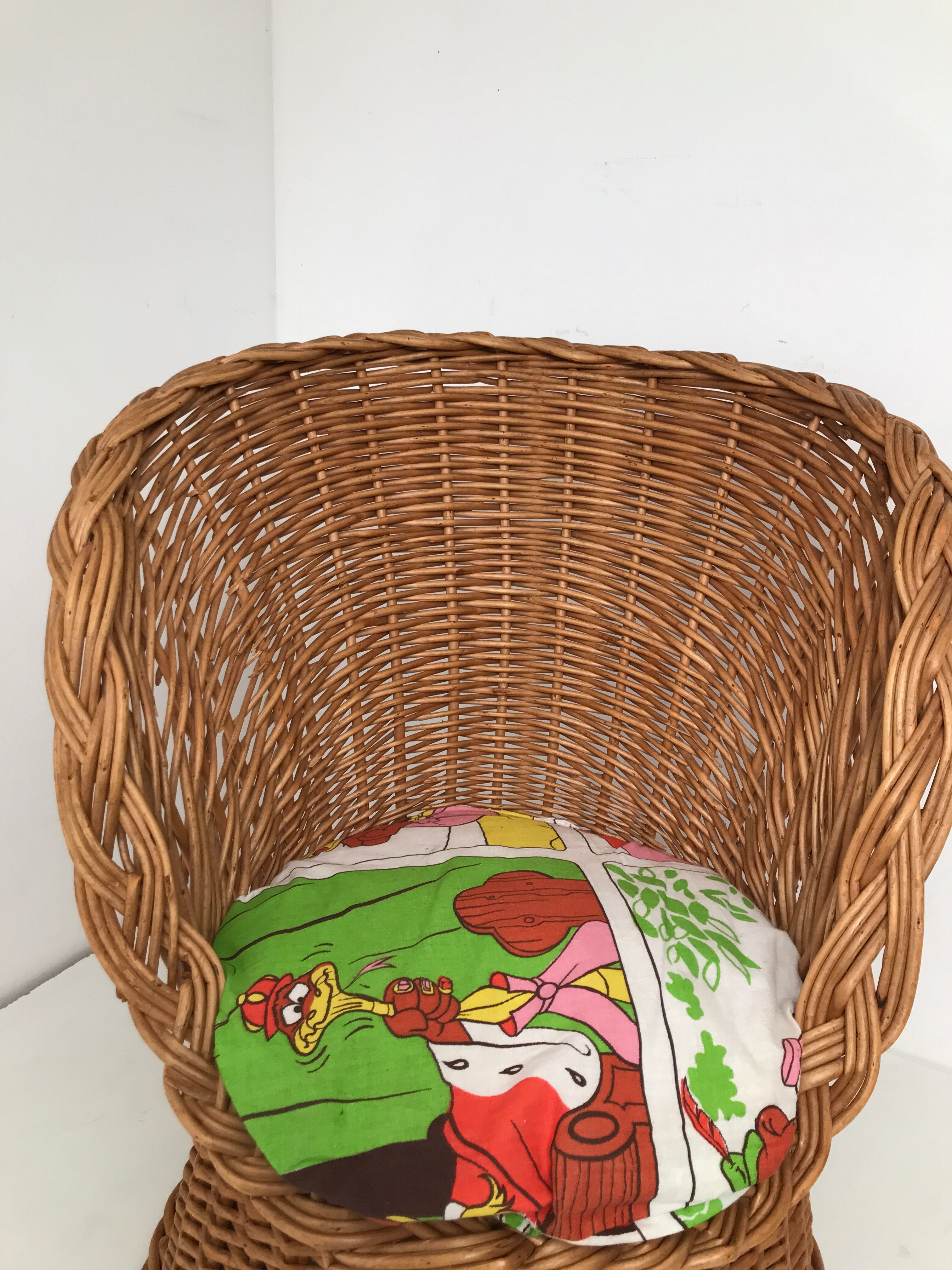 Fauteuil en osier tressé années 50/60