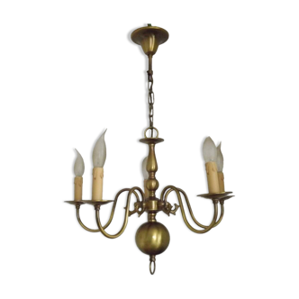 Stylish Vintage French 5 Light Bronze Effect Metal Flemish Style Chandelier 4752