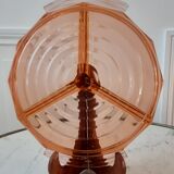 Plateau à compartiments en verre rose art déco