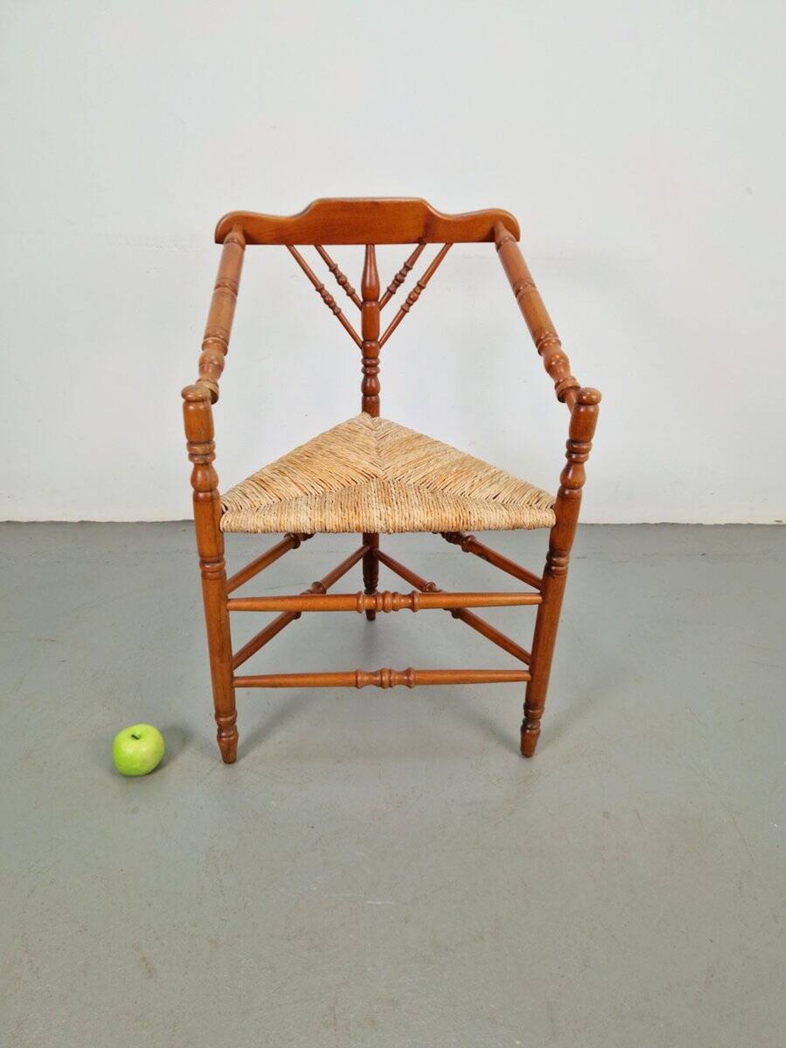 Dutch Bobbin and Rush Corner Chair, 1950s
