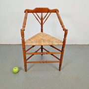 Dutch Bobbin and Rush Corner Chair, 1950s