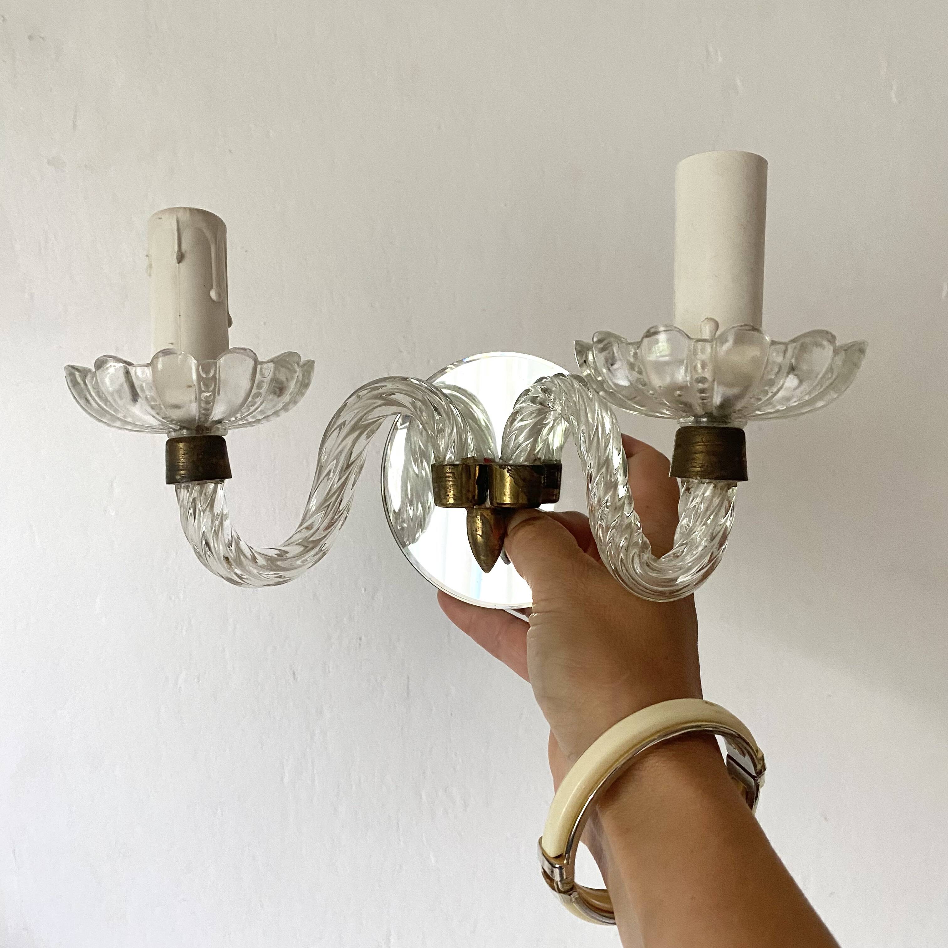 2-light murano glass and mirror wall light