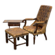 Antique Chesterfield Wing Chair with Stool and English Side Table