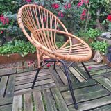 Fauteuil corbeille en rotin vintage