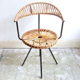 Chaise vintage en rotin par Dirk van Sliedregt pour Gebroeders Jonkers Noordwolde