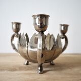 Triple silver plated candle holder