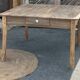 Large square antique farmhouse table in raw solid oak with 1 drawer.