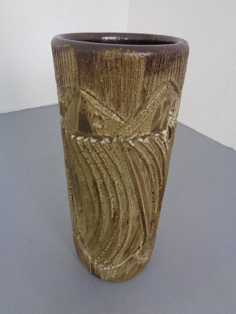 Large Brutalist Ceramic Umbrella Stand, Italy, 1960s