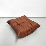 French Togo ottoman in cognac neck leather attributed to Michel Ducaroy for Ligne Roset