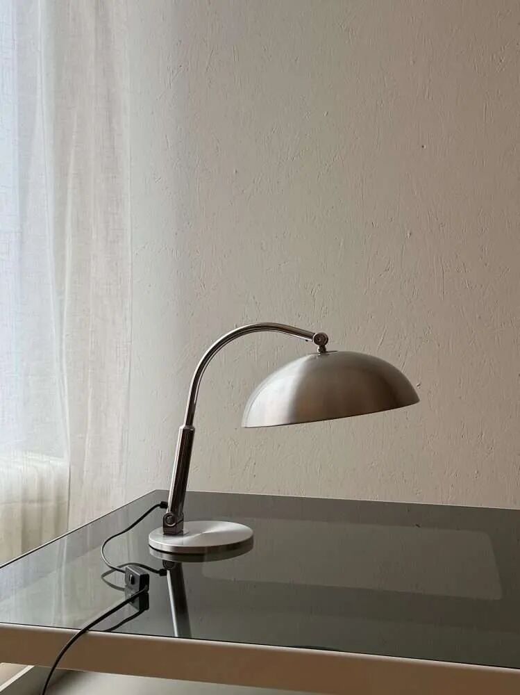 Hala desk lamp model 144 Busquet silver grey 1950s