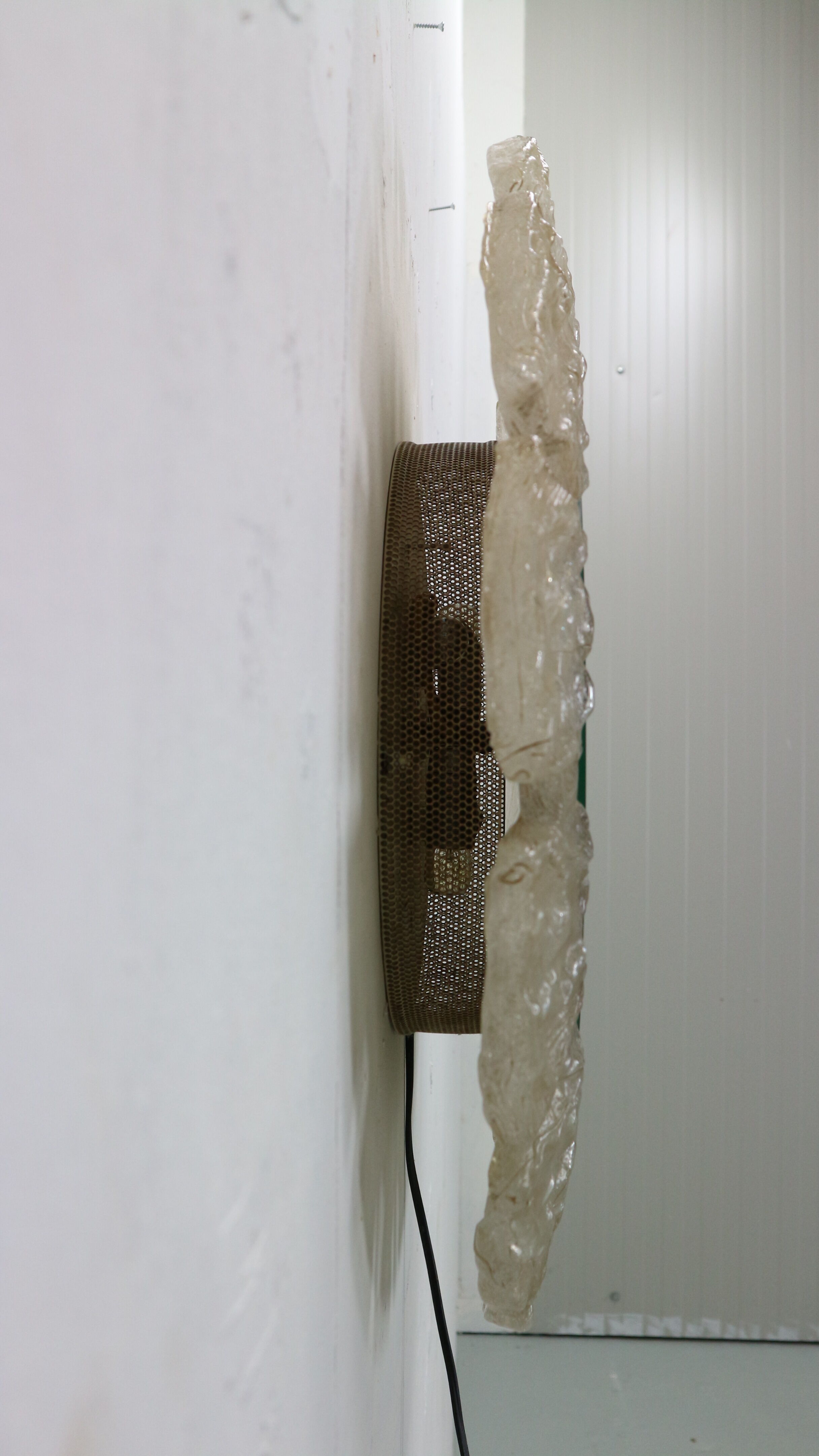 Egon hillebrand round acrylic illuminated mirror with lightening, 1970's germany