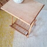 Vintage rattan and bamboo side table – 1960s Riviera style -