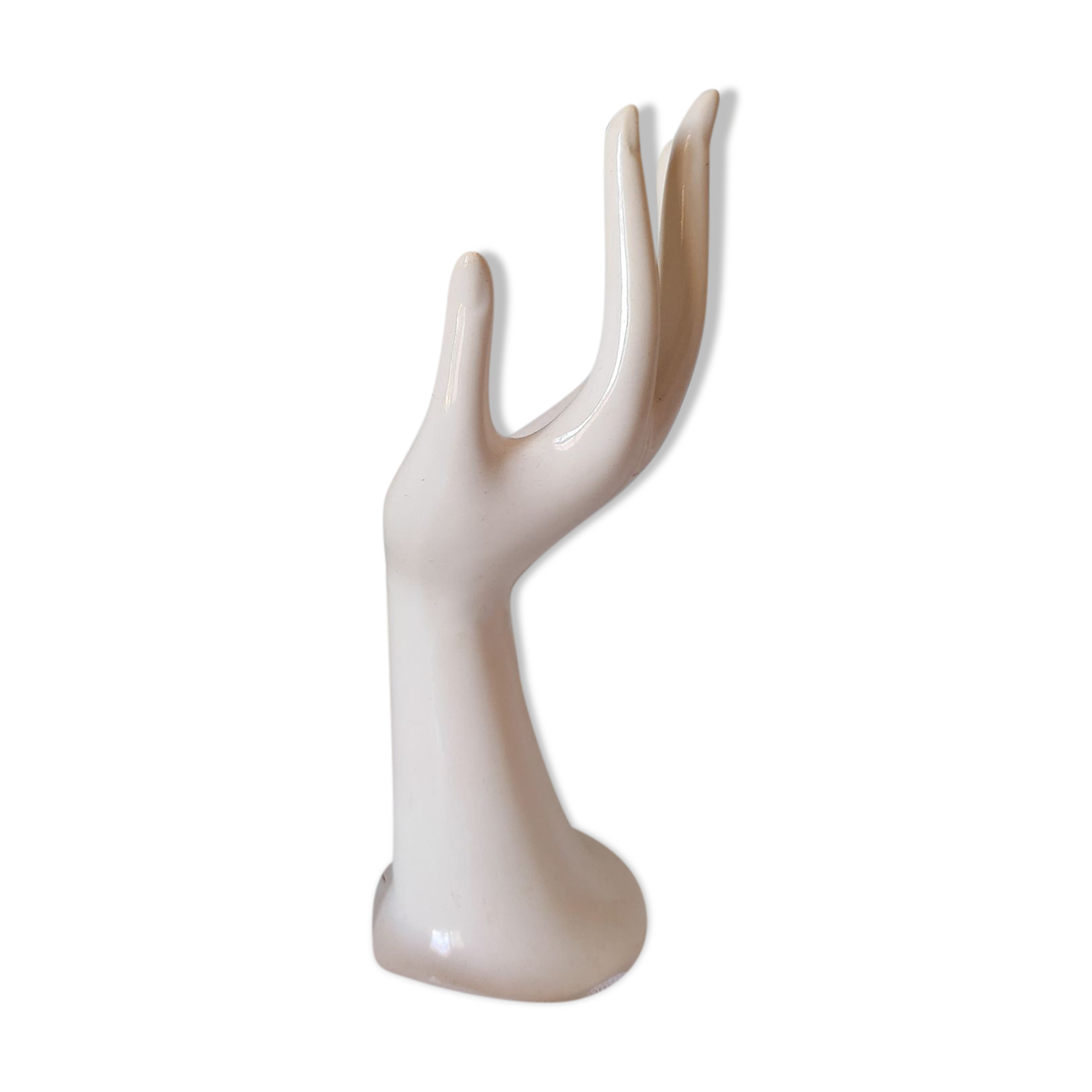Soliflore vase, or jewelry holder, ring, in white ceramic.