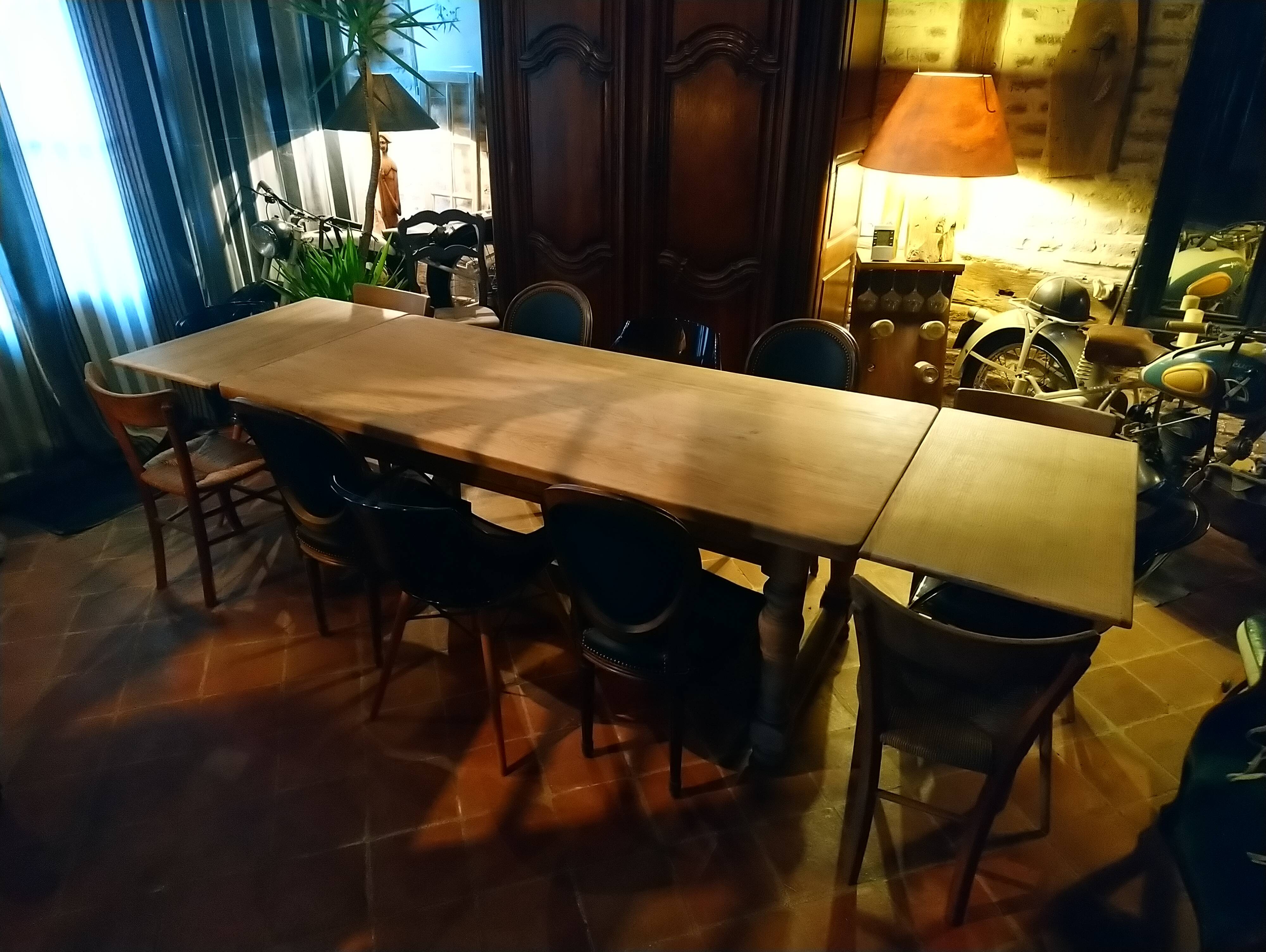 Oak farmhouse table with extensions