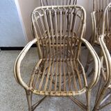 Series of 4 vintage rattan armchairs