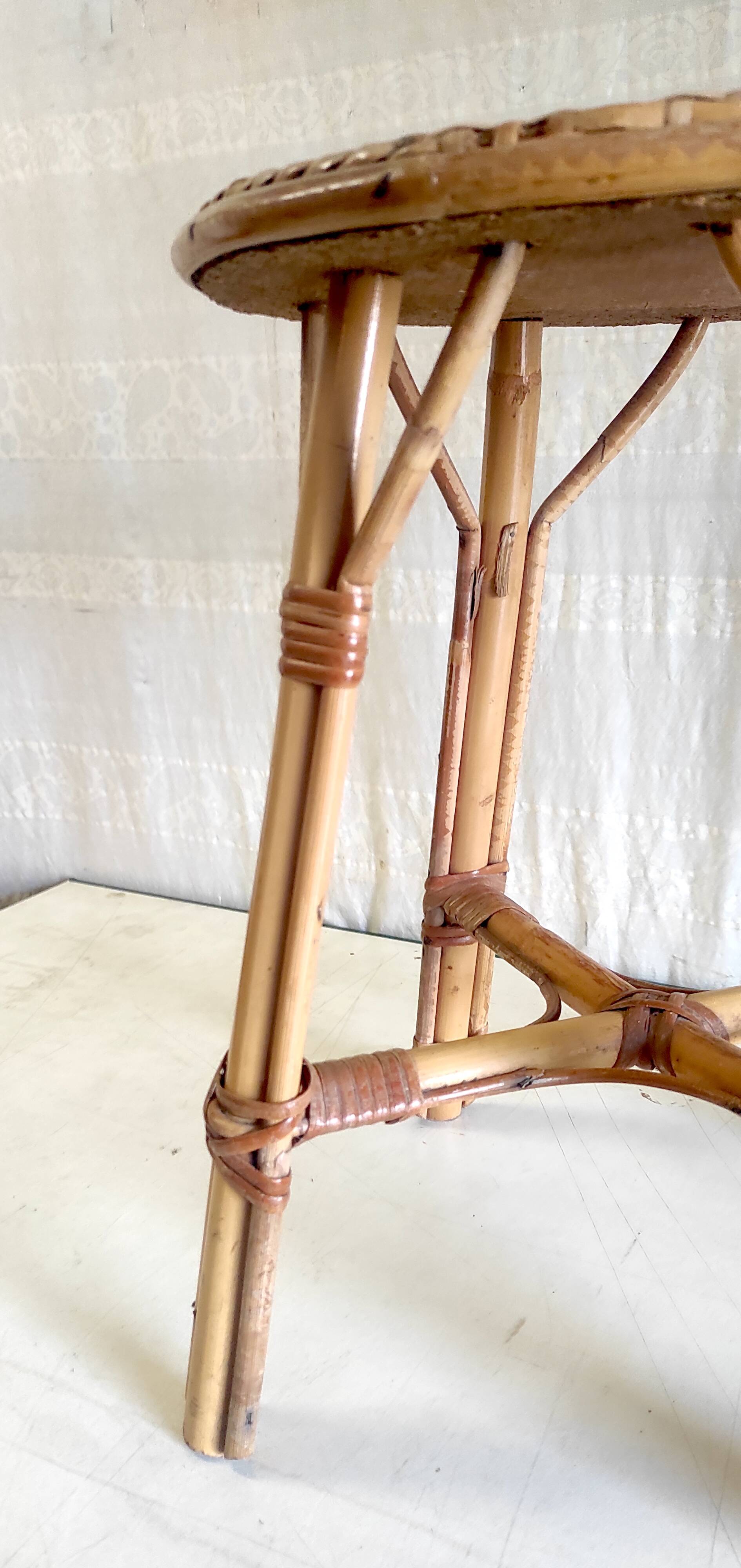 Rattan and cane stool - mid-20th century