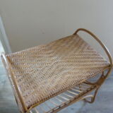 Rattan side table with range records or journals