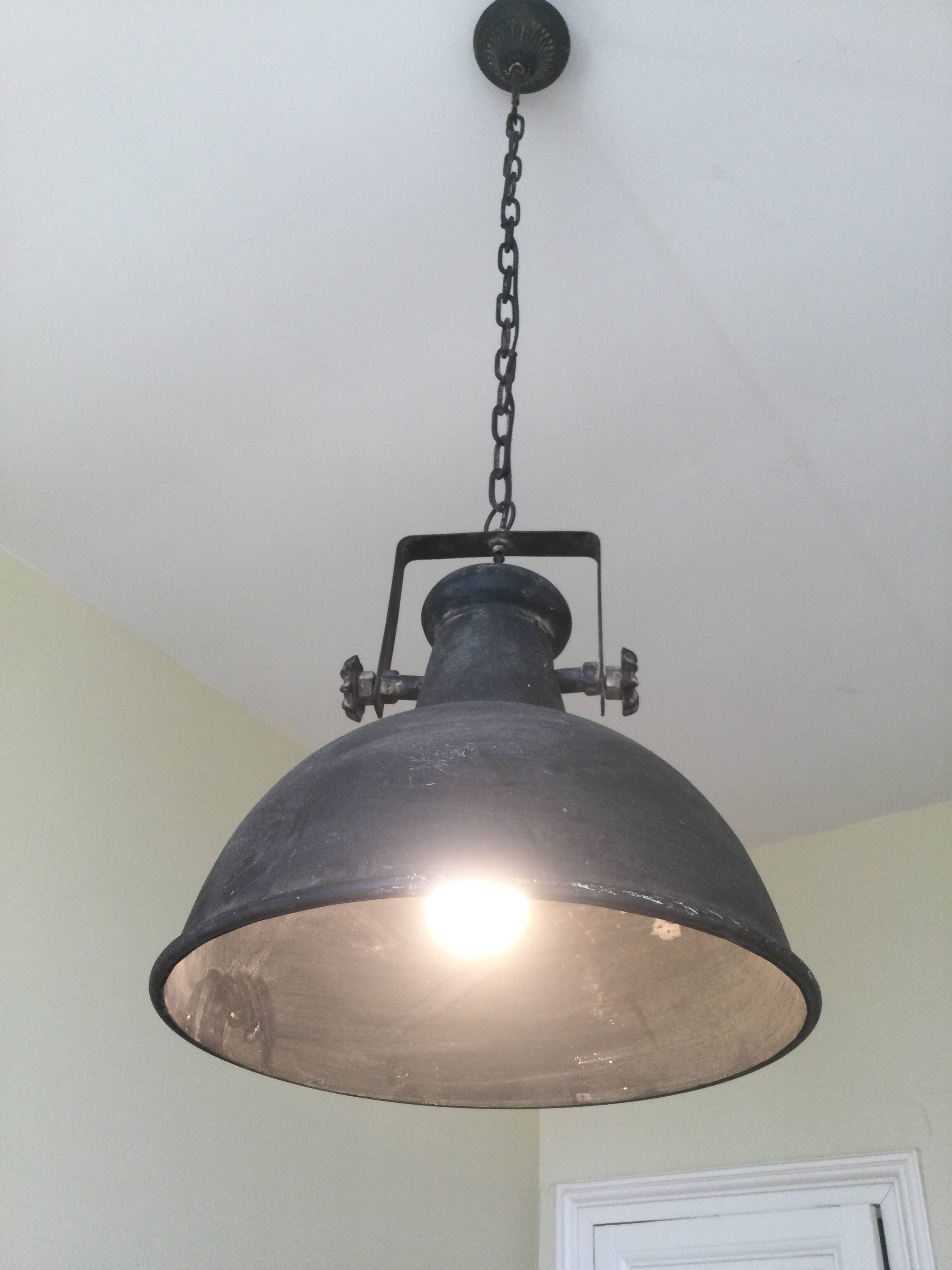 Large round sheet metal pendant light