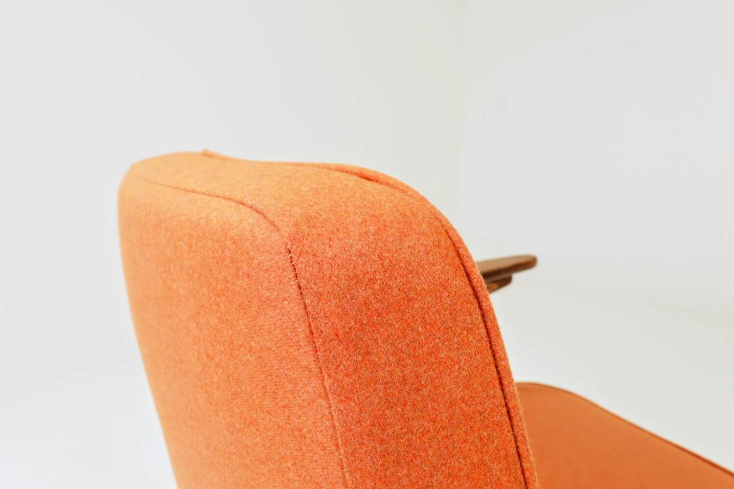 Scandinavian orange papaya wool armchair 1960