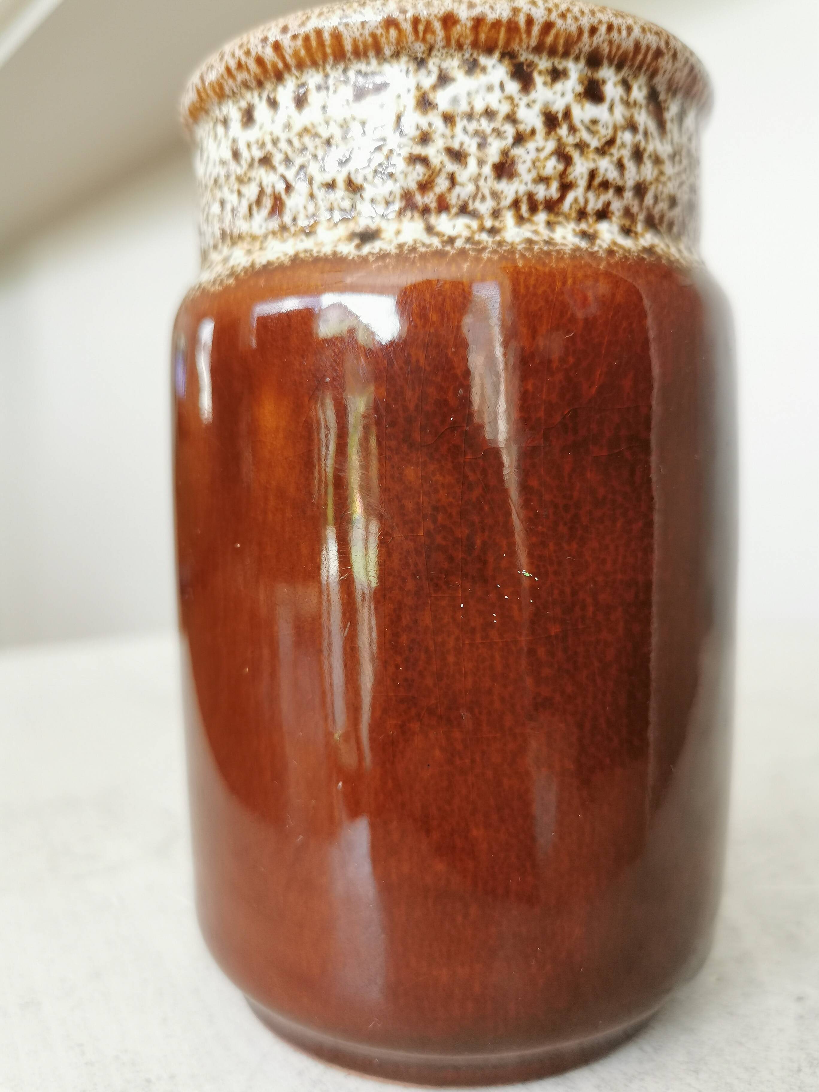 Vintage KIL Yugoslavia Ceramic Vase: Speckled Brown Glaze, 1970s Rustic Pot