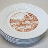 6 vintage white Augusty porcelain dinner plates in very good condition