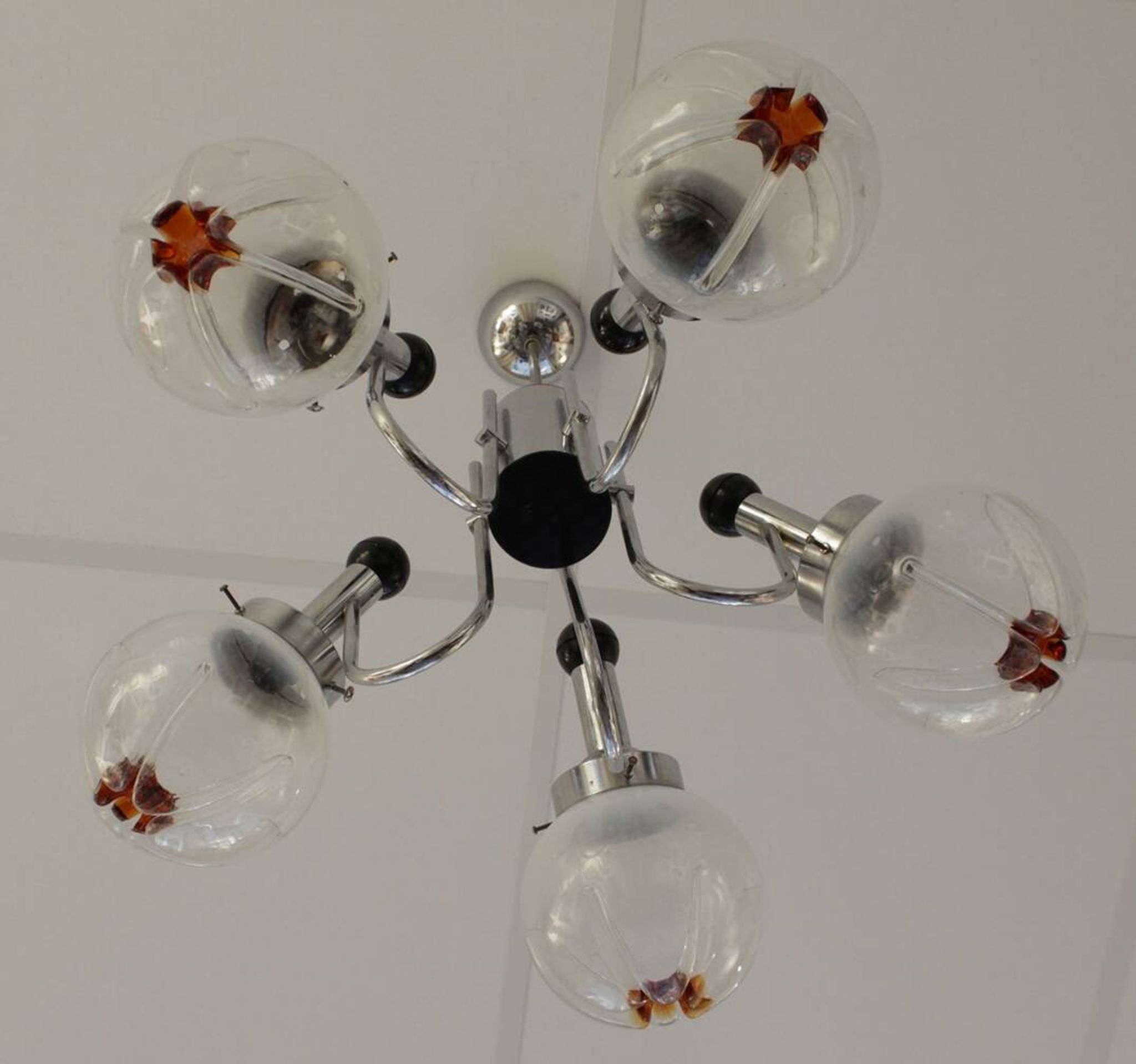 Chandelier with 5 arms of lights, Mazzega style, 1970
