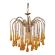 Vintage Murano Amber Glass Teardrop Chandelier - 1960-70s