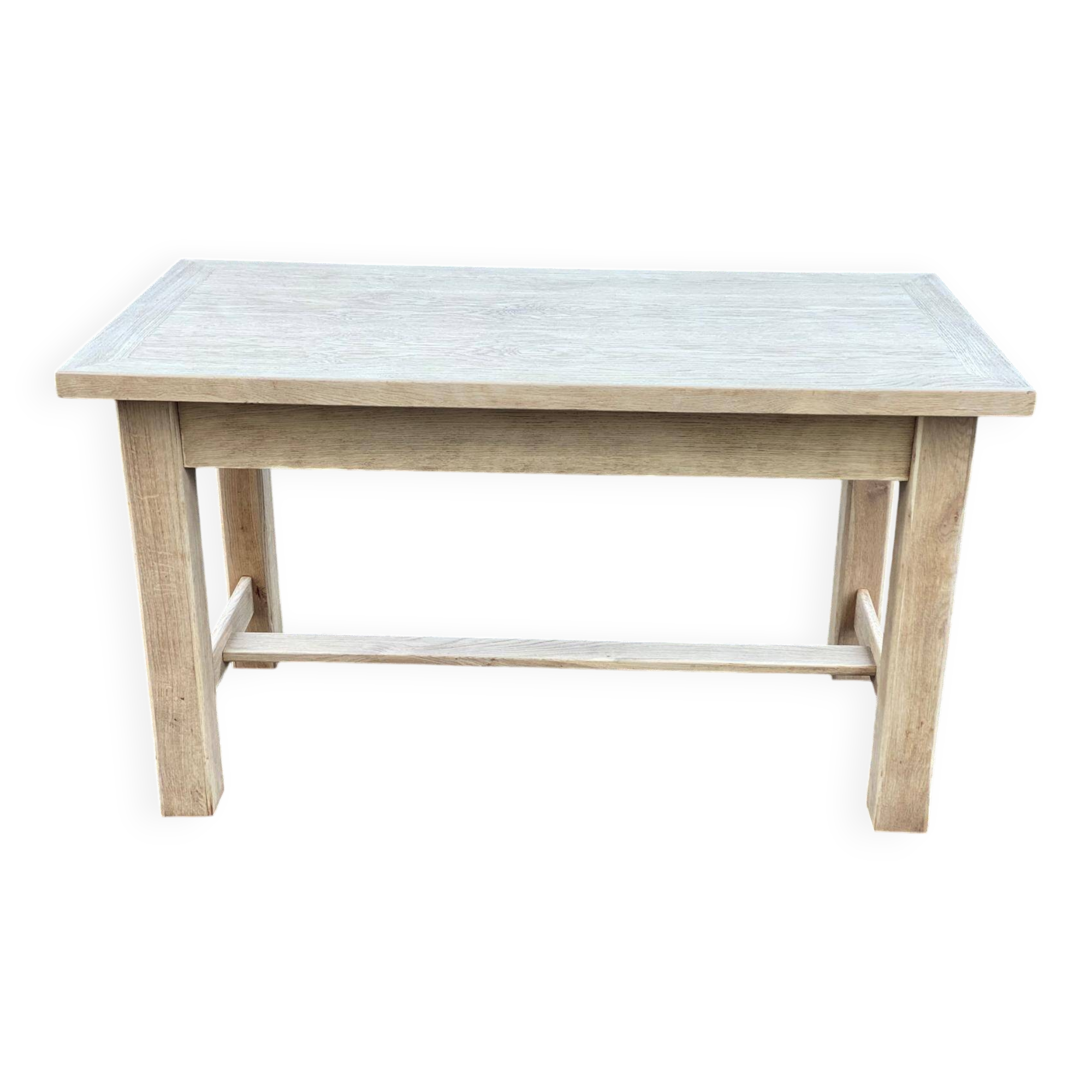 Renovated farmhouse table in solid oak wood and veneer, 135cm.